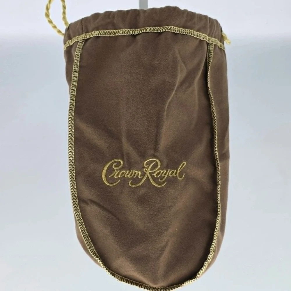 Crown Royale Drawstring Bag Brown with Logo - Party Favor Wedding Bachelor